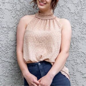 Tan high neck tank top women small Vine & Love
